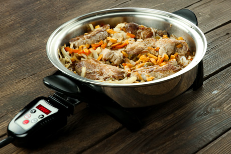 Stainless Steel Electric Oil Core Skillet with Cover